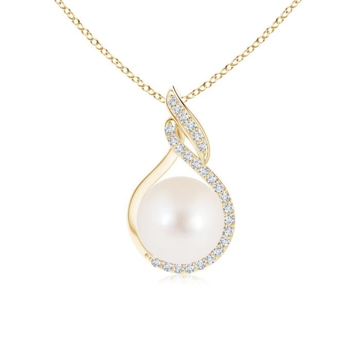 8mm aaa freshwater cultured pearl yellow gold pendant