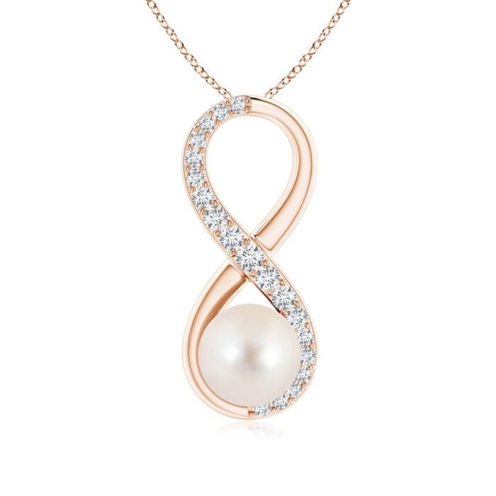 8mm aaaa freshwater cultured pearl rose gold pendant