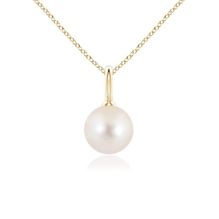 8mm aaaa freshwater cultured pearl yellow gold pendant 1
