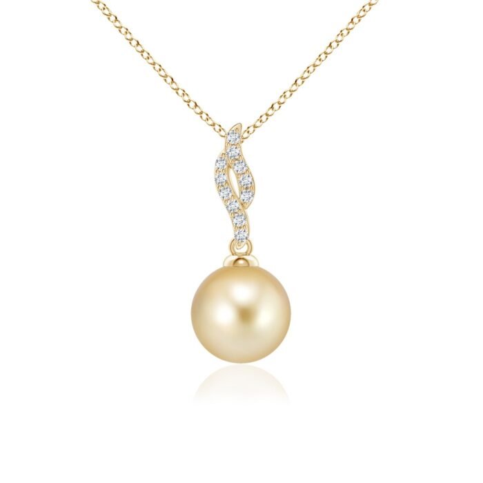 8mm aaaa golden south sea cultured pearl yellow gold pendant