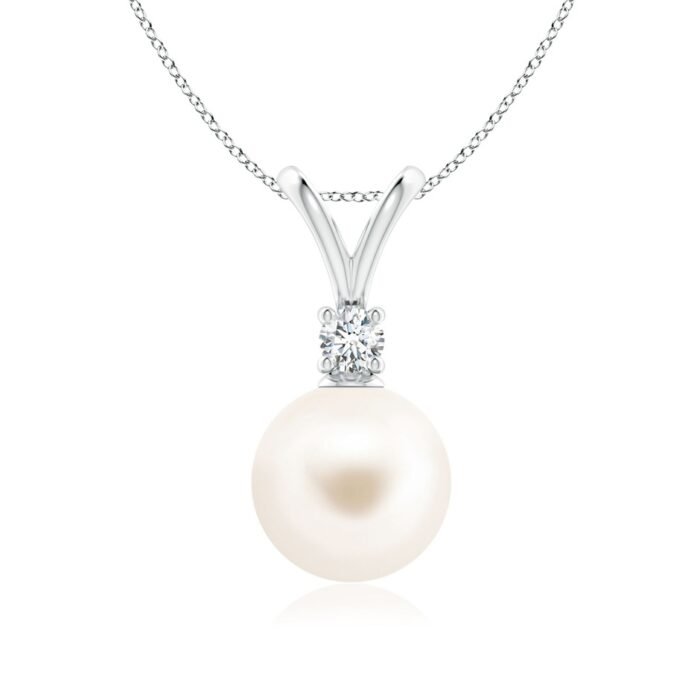 9mm aaa freshwater cultured pearl white gold pendant