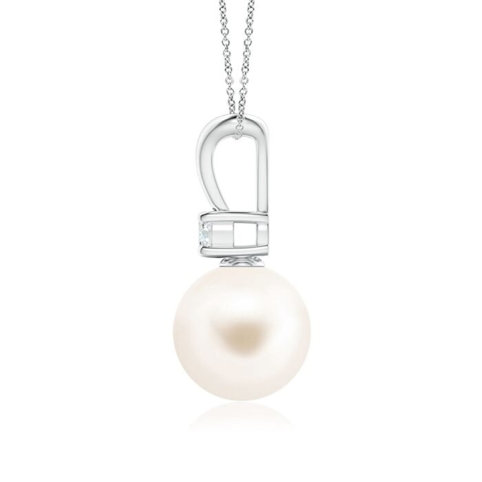 9mm aaa freshwater cultured pearl white gold pendant 2