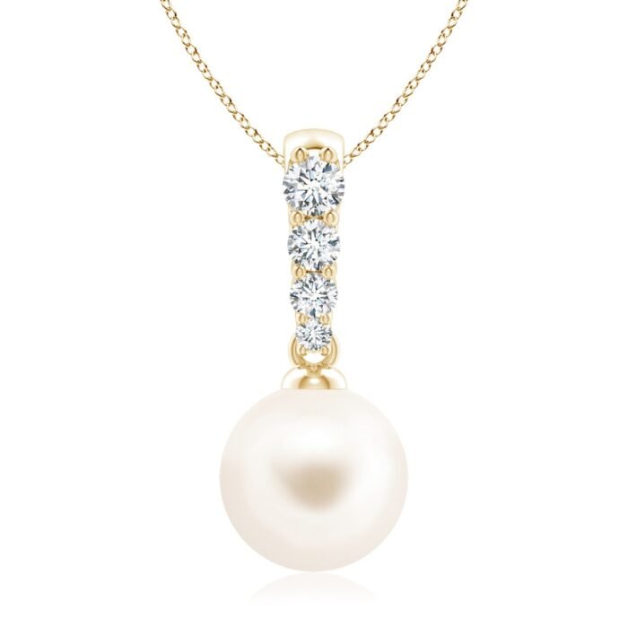 9mm aaa freshwater cultured pearl yellow gold pendant