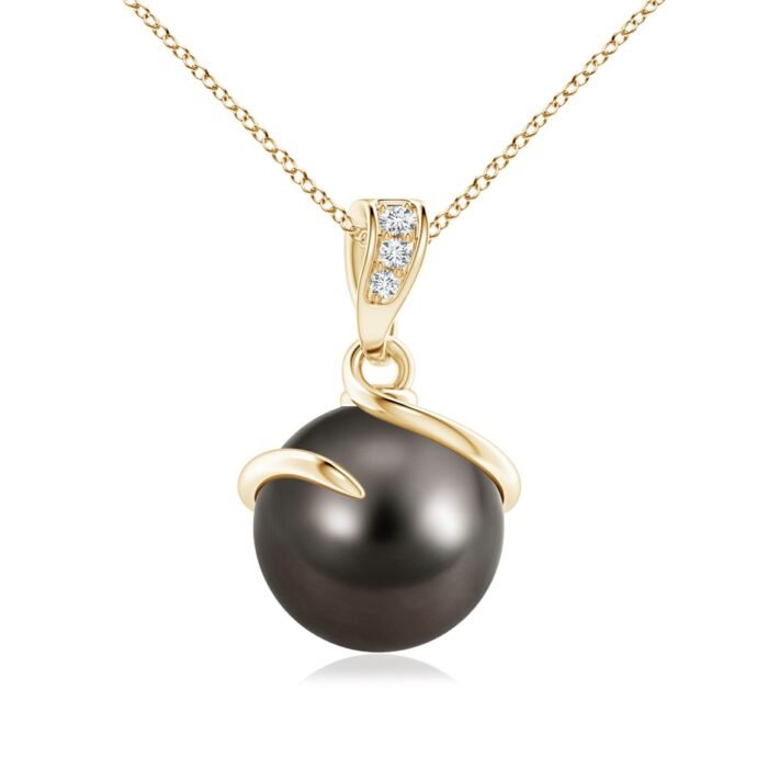 9mm aaa tahitian cultured pearl yellow gold pendant