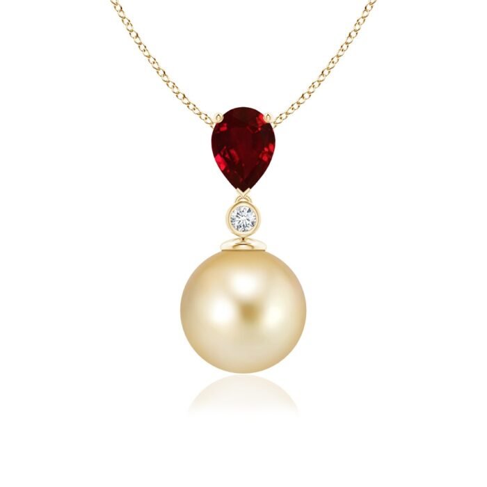 9mm aaaa golden south sea cultured pearl yellow gold pendant