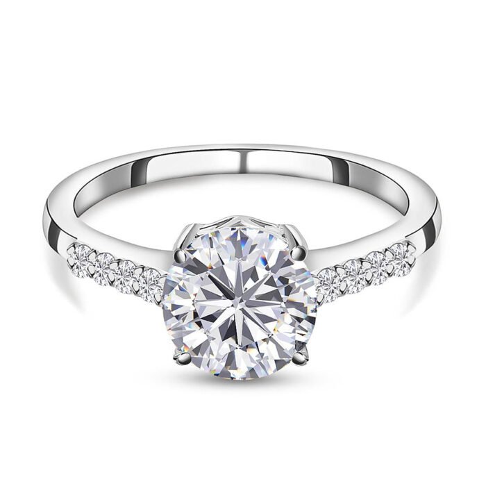 1.26 Ct. Moissanite Solitaire Ring in Platinum Plated Sterling Silver 7312176 1