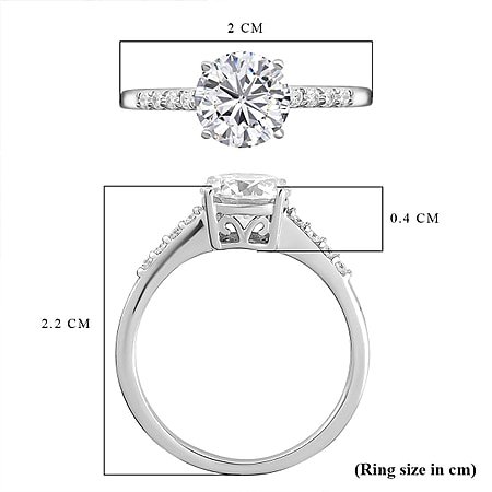 1.26 Ct. Moissanite Solitaire Ring in Platinum Plated Sterling Silver 7312176 5
