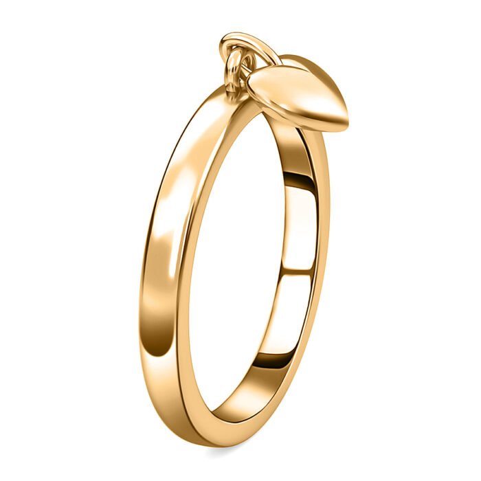Love Heart Charm Band Ring for Women in Gold Plated Sterling Silver 3772606 4