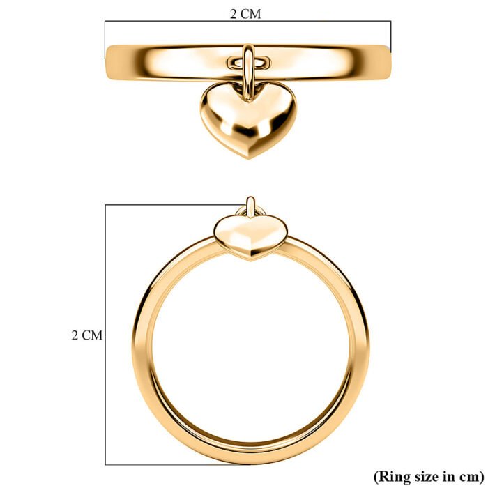 Love Heart Charm Band Ring for Women in Gold Plated Sterling Silver 3772606 6