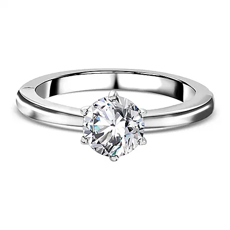 Moissanite Ring in Platinum Overlay Sterling Silver 7043778