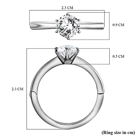Moissanite Ring in Platinum Overlay Sterling Silver 7043778 6