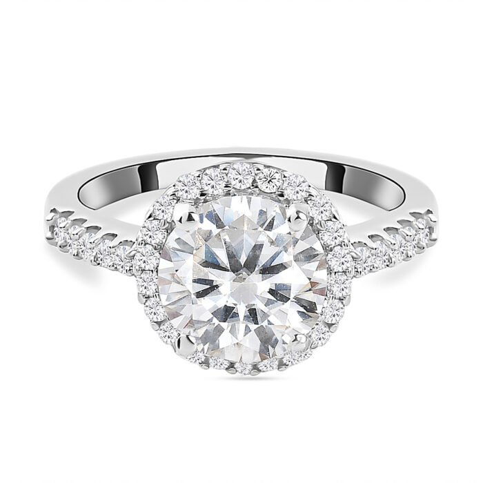 Moissanite Ring in Platinum Plated Sterling Silver 2.01 Ct. 8853383