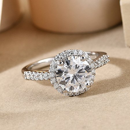 Moissanite Ring in Platinum Plated Sterling Silver 2.01 Ct. 8853383 1