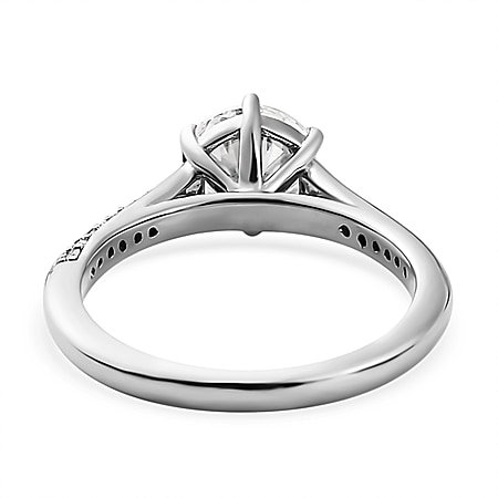 No Brand Moissanite Main Stone With Side Stone Ring in Platinum Overla 7633034 4