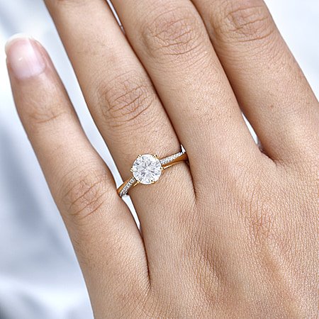No Brand Moissanite Main Stone With Side Stone Ring in Vermeil YG Ster 7633037 2