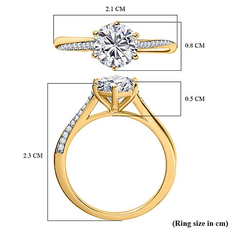 No Brand Moissanite Main Stone With Side Stone Ring in Vermeil YG Ster 7633037 6