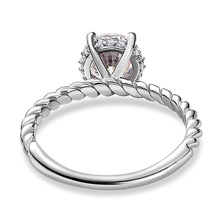 No Brand Moissanite Solitaire Ring in Platinum Overlay Sterling Silver 7635341 4