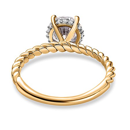 No Brand Moissanite Solitaire Ring in Vermeil YG Sterling Silver 1 30 7635346 4