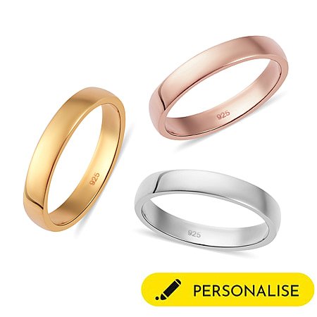 Personalised Engravable 4mm Secret Message Band Ring D10030 1