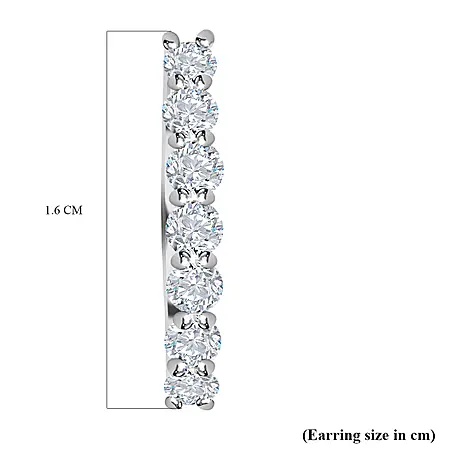 White Cubic Zirconia Earring in Rhodium Overlay Sterling Silver 1 10 c 7681995 4