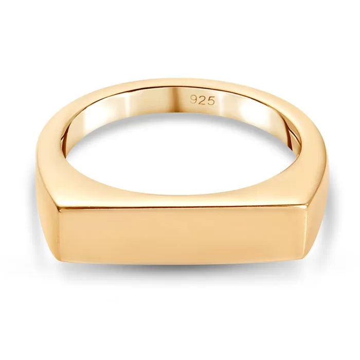 Yellow Gold Plated Sterling Silver Signet Ring 3700848 1